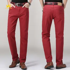 Pantalon chino taille haute à jambe droite pour homme, version droite et fine