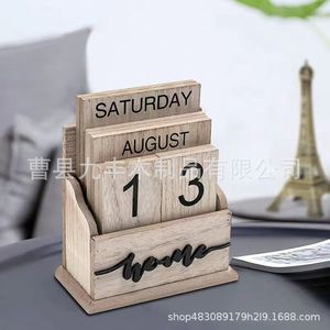Wooden Desk <b>Calendar</b> Stand Minimalist Design Home Decoration Time Management Rectangle Shape Solid Wood Perpetual <b>Calendar</b> - Product Image 2
