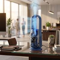 Ventilateur portable sans pales, brumisateur d'air frais, humidificateur silencieux, circulateur d'air intelligent avec écran LED et éclairage d'ambiance pour voiture et hôtel