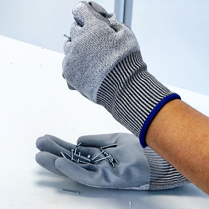 Guantes Resistentes a Cortes con Palma Reforzada, para Hombre y Mujer, Ambidiestros, Recubiertos de Poliéster y <span class=keywords><strong>PU</strong></span>, que Absorben la Humedad, 26 cm, para Trabajos de Pulido - Product Image 4