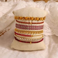 Bracelet tissé Bowei en acier inoxydable plaqué or 18 carats avec chaîne blanche et perles géométriques