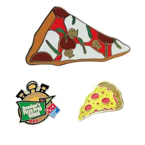 Conception OEM personnalisée en forme de nourriture en métal émail marque Dominos Pizza Badge de revers à vendre