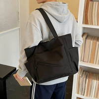Sac fourre-tout en toile tendance avec poche diagonale zippée, grande capacité, sac à bandoulière double couche, sac de maman, logo personnalisé
