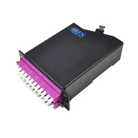 Panel Tambal Serat MTP MPO Terpasang Di Rak Hitam 144 Core 19 "1U dengan 4 Buah Kaset MTP-LC OM3