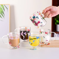 Mug à café portable haute performance en verre borosilicate à double paroi, écologique, avec poignée et couvercle à visser, multi-usages