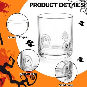 Juego de Vasos de Vidrio Estilo Antiguo con Iconos de Fantasmas y Brujas, 14 oz |   Diseño Adorable para Fiestas Navideñas y Regalos de Decoración para el Hogar - Product Image 3