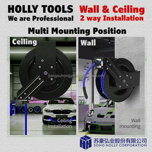 Enrouleur de tuyau d'air 15 <span class=keywords><strong>M</strong></span> rétractable automatiquement 3/8 "pouces X <span class=keywords><strong>50</strong></span> 'pied Max 300PSI le plus long jamais hybride polymère tuyau industriel cadre en acier bobine - Product Image 3