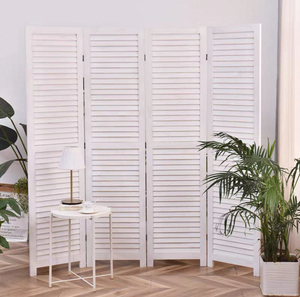 <span class=keywords><strong>Paravent</strong></span> en <span class=keywords><strong>bois</strong></span> opaque pliable à quatre panneaux, moderne et écologique, avec cadre en chêne massif <span class=keywords><strong>blanc</strong></span> pour la décoration murale du salon - Product Image 3