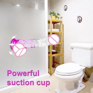 Masturbateur féminin artificiel Macaron Gradient Slim Dildo <span class=keywords><strong>Ventouse</strong></span> <span class=keywords><strong>Pas</strong></span> <span class=keywords><strong>cher</strong></span> Cristal Transparent Gelée Fisting Dildo 24cm 10 pouces - Product Image 6