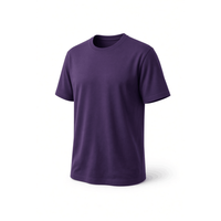 T-shirt en coton marron pour homme, manches courtes, col rond, coupe classique, décontracté, couleur unie, tricot jersey respirant, 230g, teint uni