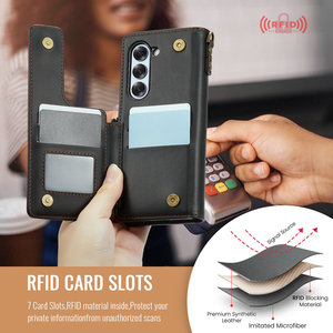 CaseMe 2025 RFID Card Case para <span class=keywords><strong>Samsung</strong></span> <span class=keywords><strong>Galaxy</strong></span> <span class=keywords><strong>Z</strong></span> Fold 6 con cuero magnético antirrobo Wallet Cover para <span class=keywords><strong>Samsung</strong></span> <span class=keywords><strong>Z</strong></span> Fold 7 6 5 4 - Product Image 2