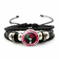 Bracelet en cuir tressé drapeau palestinien Bestone, vente en gros, bracelet Free Palestine