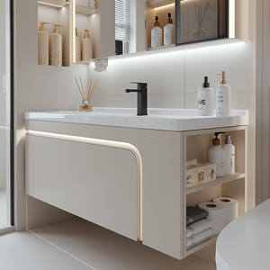 Lavabo carré encastré moderne en surface solide pour meuble de salle de bain - Product Image 3