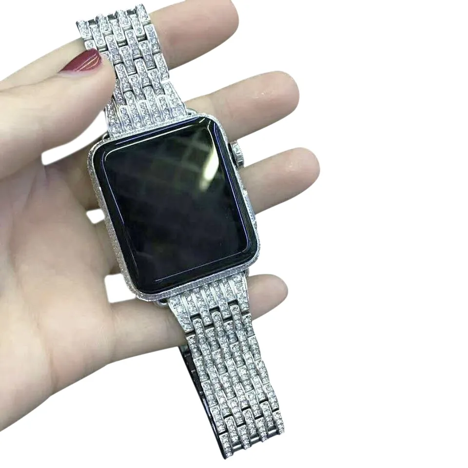 Correa de Metal para Apple Watch, pulsera de diamantes de cristal de acero inoxidable para iWatch Series 1/2/3/4/5