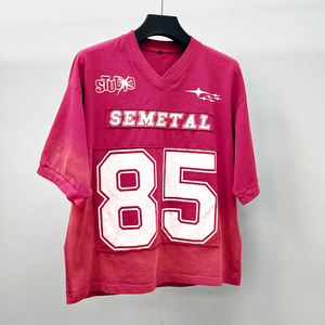 Camiseta de Alta Calidad con Estampado Gráfico, Personalizada, de Algodón, con Bordado, Estilo Urbano, Lavado Ácido, Talla Grande para Hombre - Product Image 3