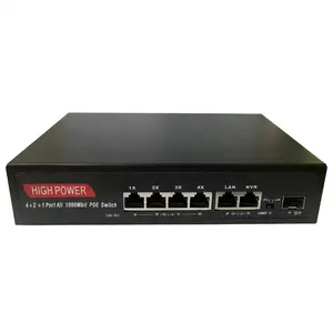 4 Gigabit PoE 2 1000Mbps RJ45 Uplink 1 Giga SFP 85W Conmutador de red PoE de salida de alta potencia