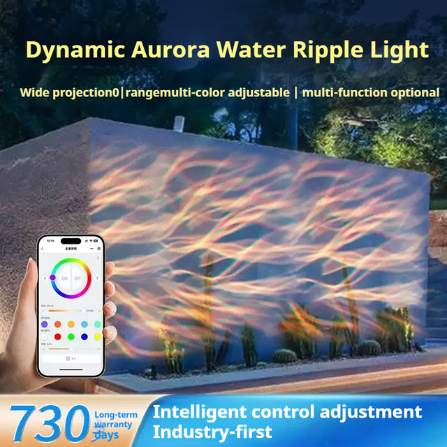 Aurora Water Ripple RGB LED Wall Wash Light Dynamic Filament Projected for Restaurant Bar Party Garden Hotel Decorations