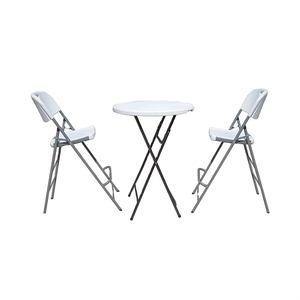 Mesa de Cóctel Plegable Redonda de Plástico para Exteriores, Mesa Redonda Blanca Plegable para Eventos - Product Image 4