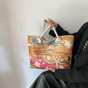 Bolso de mano informal a la moda para mujer 2025, bolso de <span class=keywords><strong>playa</strong></span> grande con dos asas y cierre de cremallera - Product Image 4