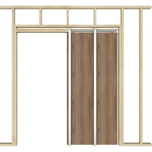 Customize High Quality Soft-Close Interior Modern Sliding Wooden Hidden Pocket Door With Frame Kits