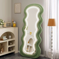 Miroir de salle de bain LED sur pied, design moderne, anti-buée, avec interrupteur tactile intelligent, affichage de la température et de l'heure