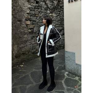 Wholesale Reversible Faux Fur Rabbit Overcoat Long Single-Breasted with Leopard Striped <b>Print</b> Patterns Dyed Leather Coats - Product Image 1