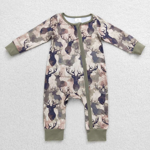 Monos de manga larga con cremallera y estampado de ciervos para bebés varones - Product Image 2