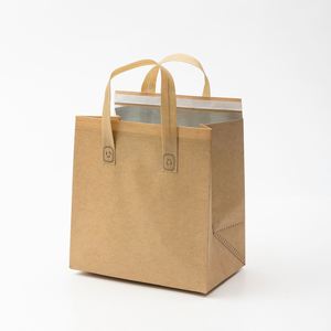 Custom Printed Logo Kraft Paper Cooler Cooling Takeaway Packaging Bag Coffee Insulated Thermal Bag Delivery Bag for Keep Warm - Product Image 4
