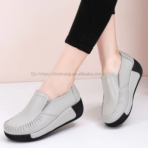 Women's Spring Autumn Thick-Soled <b>Shoes</b> Women's Genuine Mid-Heel Mother's <b>Shoes</b> With Wedge Heel for <b>Height</b> <b>Increase</b> - Product Image 4