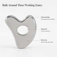 XUNMEI Outil de soin du visage et du cou, grattoir Gua Sha en acier inoxydable, planche de massage pour drainage lymphatique de la mâchoire et du cou