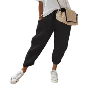 <span class=keywords><strong>Pantaloni</strong></span> Vintage a Zampa d'Elefante in Cotone e <span class=keywords><strong>Lino</strong></span> con Vita Elastica per <span class=keywords><strong>Donna</strong></span>, Stile Europeo-Americano, Casual, Kaki e Azzurro, Primavera - Product Image 1