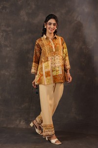 ชุดเสื้อมีปกกางเกงขากว้างพิมพ์ลายชนเผ่าของผู้หญิงสง่างาม - Product Image 6