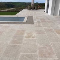Großhandel Naturstein Schwimmbad-Fliesen Travertin Pflastersteine Outdoor Beige Travertin Deck Poolrand-Fliesen Pflasterplatten