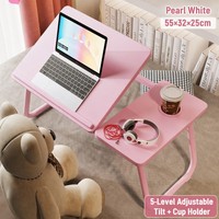 Table portable pliable réglable en hauteur pour ordinateur portable, bureau en bois pour lit, support d'ordinateur pour bureau, maison, chambre, étude, travail