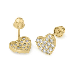 Duyizhao 14k Gold glassed Heart CZ Mini Dainty orecchini a bottone per donna e <span class=keywords><strong>bambina</strong></span> gioielli - Product Image 4