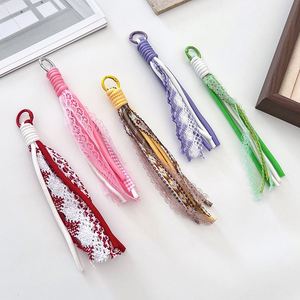 Style Ins Bag DIY Fashion Long Flower <b>Lace</b> Handmade Key Chain <b>Rope</b> Colorful Long Tassel Keychain Mobile Phone Bag Decoration - Product Image 1