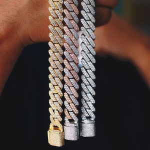 Bijoux Hip Hop pour hommes et femmes, collier de chaîne cubaine de 19mm plaqué <span class=keywords><strong>or</strong></span> glacé Cz Prong, collier de chaîne à maillons cubains <span class=keywords><strong>en</strong></span> diamant, chaîne cubaine - Product Image 2