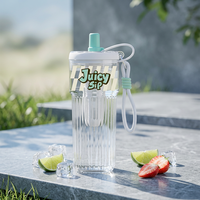 PINKAH NOUVEAU Gobelet Sportif 650ML 22OZ en Tritan Sans BPA pour Jus, Café et Boissons Froides avec Paille, Infuseur et Cordon pour Activités de Plein Air
