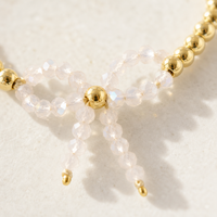 Pulsera de Cuentas Go2boho con Dije de Lazo Blanco, Chapado en Oro de 18K, Ajustable, Joyería de Moda para Regalo