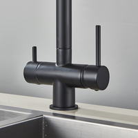 Robinet de cuisine moderne 4 voies avec douchette extractible, en acier inoxydable noir mat, avec purificateur d'eau potable