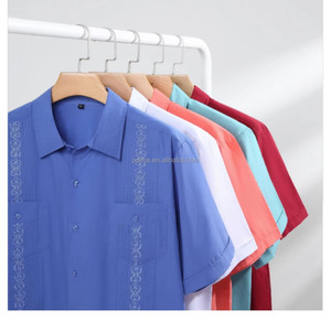 Mens guayabera Áo sơ mi cho nam giới Cuba Mexico Ngắn Tay Áo guayabera nút lên áo sơ mi áo sơ mi <span class=keywords><strong>4</strong></span> túi - Product Image 2