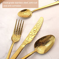 QZQ Tendance : Ensembles de couverts de table en acier inoxydable doré 4 pièces pour cuisine, mariage, voyage, soupe, steak, fourchette, couteau, cuillère - Vente en gros