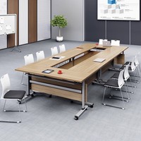 Table de formation pliable peu encombrante avec roulettes - Bureau de conférence multifonctionnel à combinaison libre