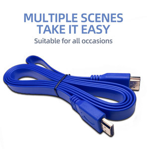 1.5M HDMI <span class=keywords><strong>pas</strong></span> <span class=keywords><strong>cher</strong></span> plat HDMI 1.4 câble 3D 1080P <span class=keywords><strong>4K</strong></span> mâle à mâle PVC veste HDTV câble 1.5M en bleu - Product Image 2