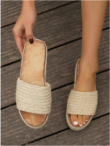 Spring Summer Collection Plus Size European American Style Platform Sole <b>Rope</b> Sandals for Women Slip-On PU New Thick - Product Image 6