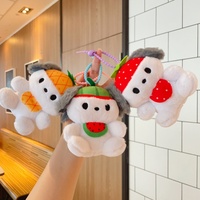 Fabrieksgroothandel Kawaii Ananas Hond Pluche Tas Charm Cartoon Witte Puppy Fruit Sleutelhanger voor Souvenir