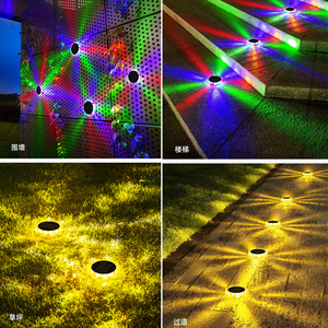 ไฟรั้วโซลาร์เซลล์ RGB LED 9 ชิ้น กันน้ำ IP65 แสงส่อง 360 องศา สำหรับภายนอกอาคาร ชาร์จไฟได้ ติดตั้งบนพื้นและผนัง - Product Image 6