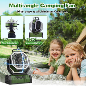 Rechargeable USB Car Camping Fan LED <b>Light</b> Button Control Auto Oscillating Brushless Motor Low Noise Foldable Hook Corrugated - Product Image 5