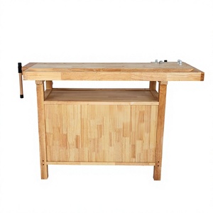 Banc de travail en bois de caoutchouc multifonctionnel avec tiroirs et armoire pour atelier domestique - Product Image 4