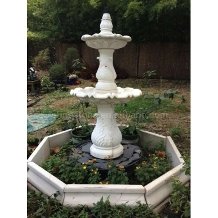 De mármol blanco jardín fuente de agua